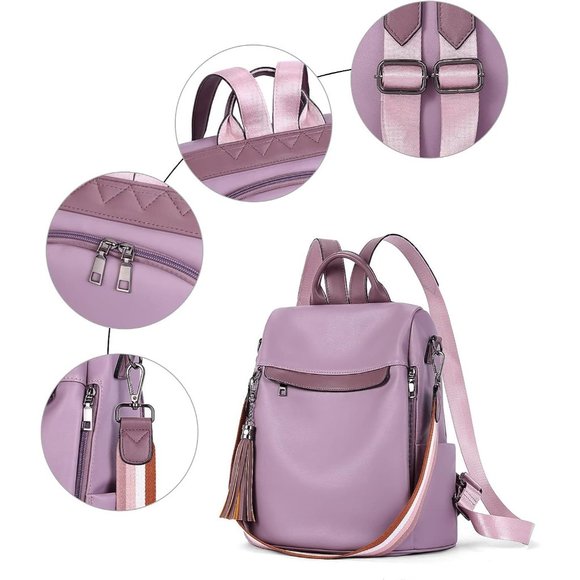 Women Purple PU Leather Anti Theft Shoulder Bags with Tassel main image 4